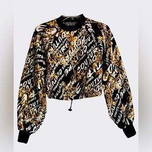 VERSACE JEANS COUTURE Baroque-Print cropped sweatshirt Small